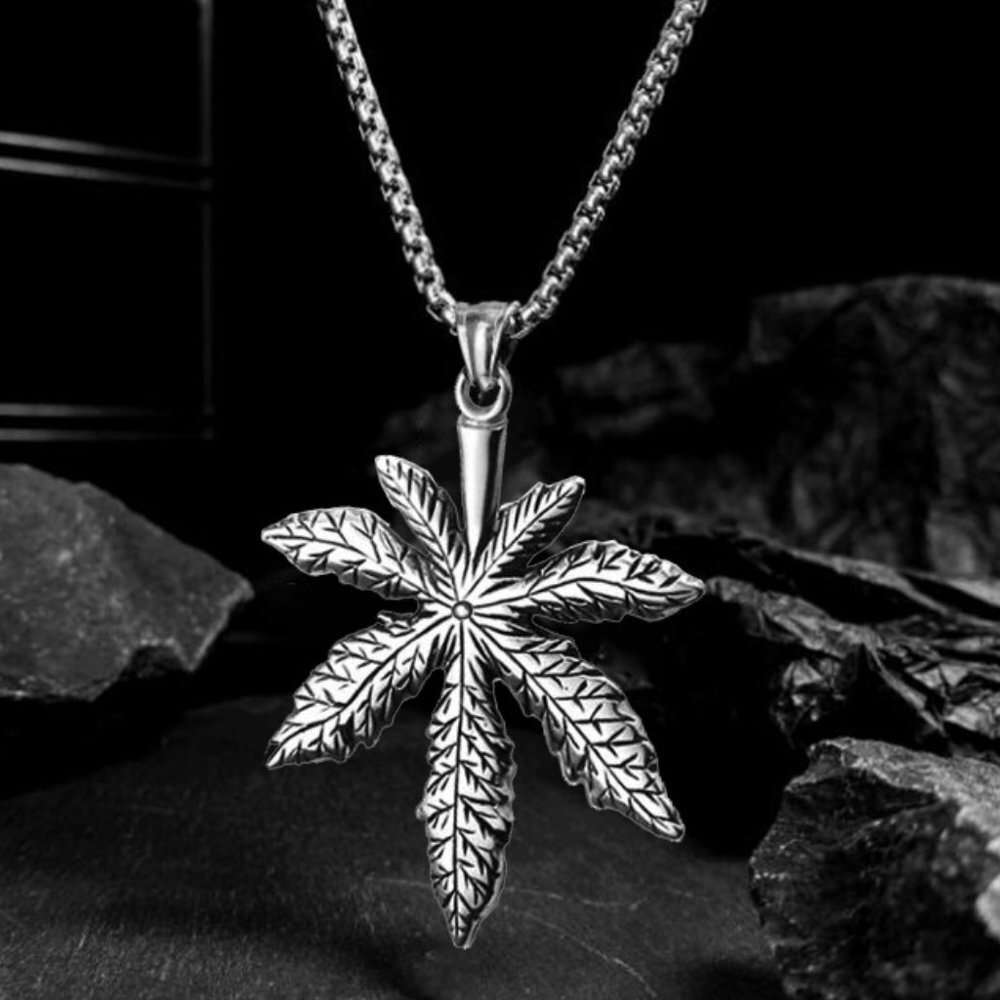 ❤️Hiphop leaf stainless steel necklace, N90201P140